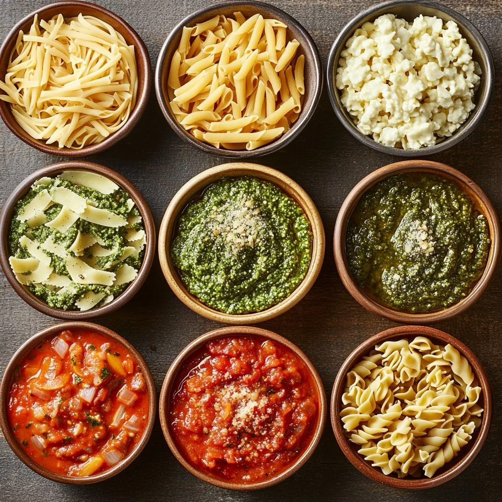 Salsa fresca preparata per condire la pasta in un piatto gustoso