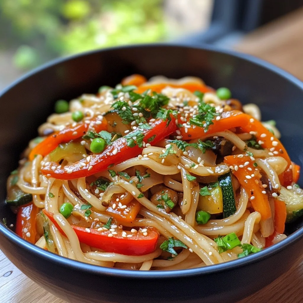 Saltato di verdure con noodles freschi e colorati