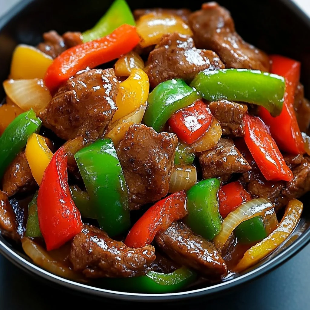 Sauté di Manzo con Peperoni e Cipolle, piatto tradizionale italiano
