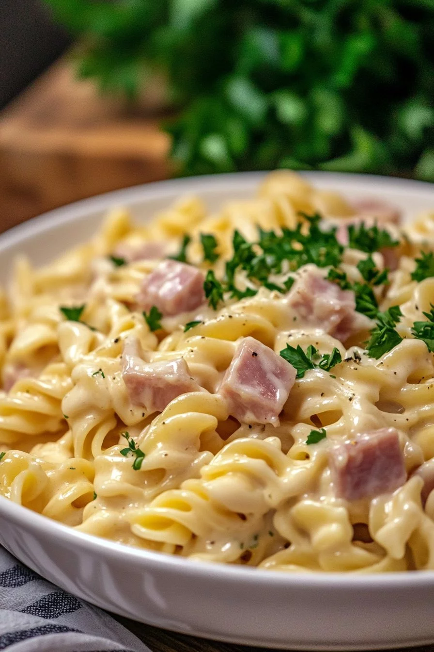Coquillettes con prosciutto e panna