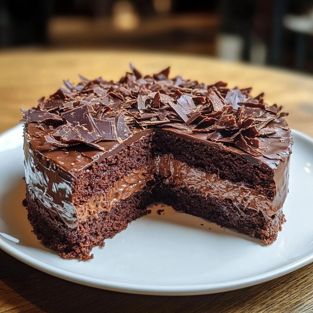 Torta al cioccolato croccante decorata con cioccolato fondente