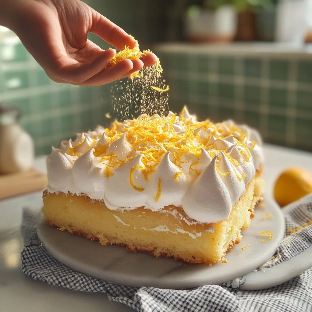 Torta al Limone fresca e deliziosa, decorata con limoni e zucchero a velo.