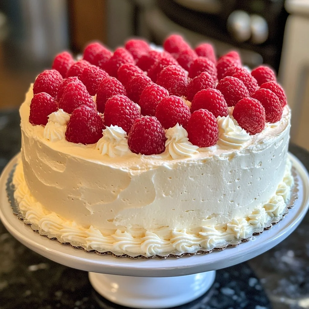 Torta al mascarpone con lamponi e limone, dolce fresco e cremoso.