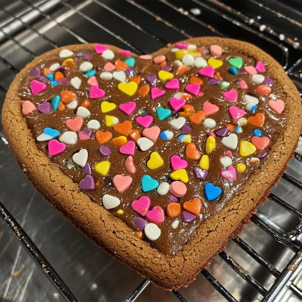 Torta cookie con cuore fondente preparata con ingredienti freschi