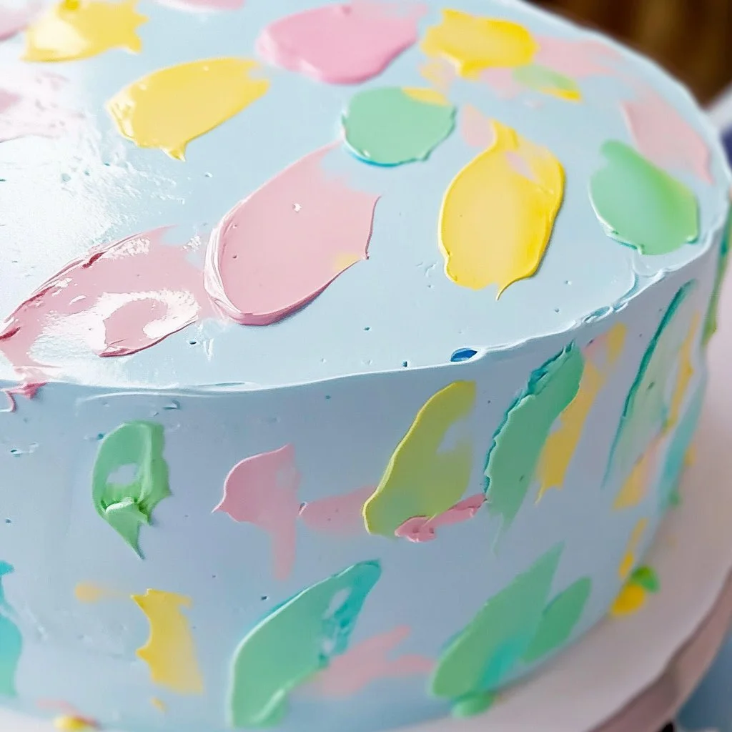 Torta decorata colorata con design elaborato e vivaci colori
