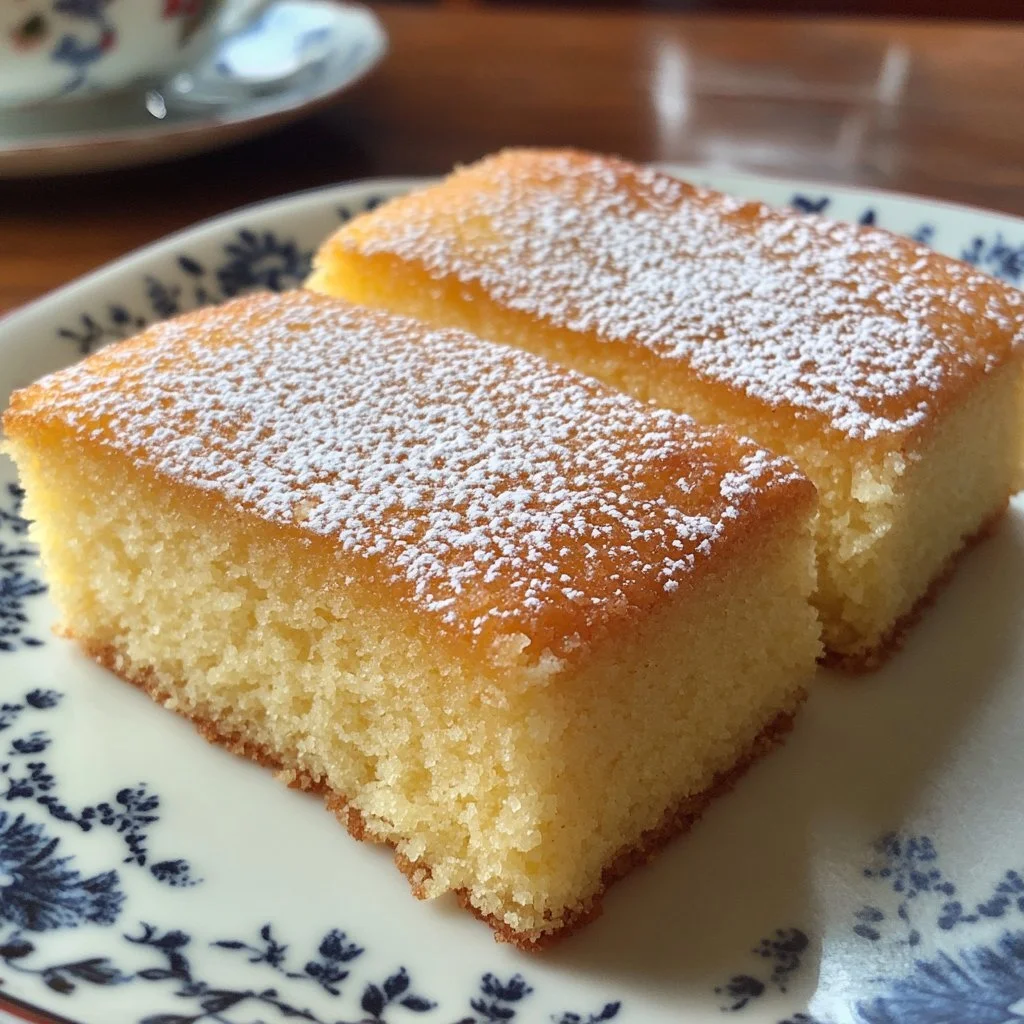 Torta di Semolino decorata con zucchero a velo e servita su un piatto elegante.