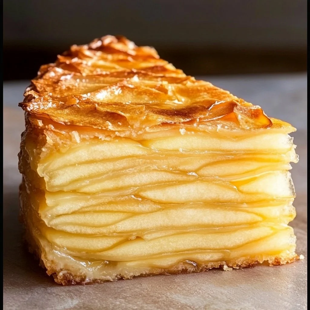Torta invisibile di mele appena sfornata, dessert soffice e delizioso.