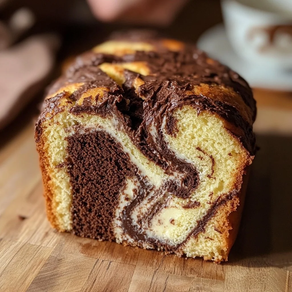 Fetta di Torta Marmorizzata al Cioccolato con decorazione di cacao