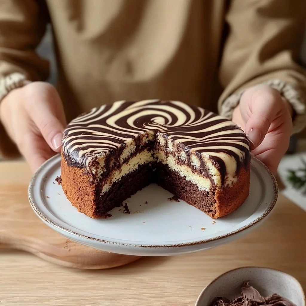 Torta zebrata facile con strisce di cioccolato e vaniglia