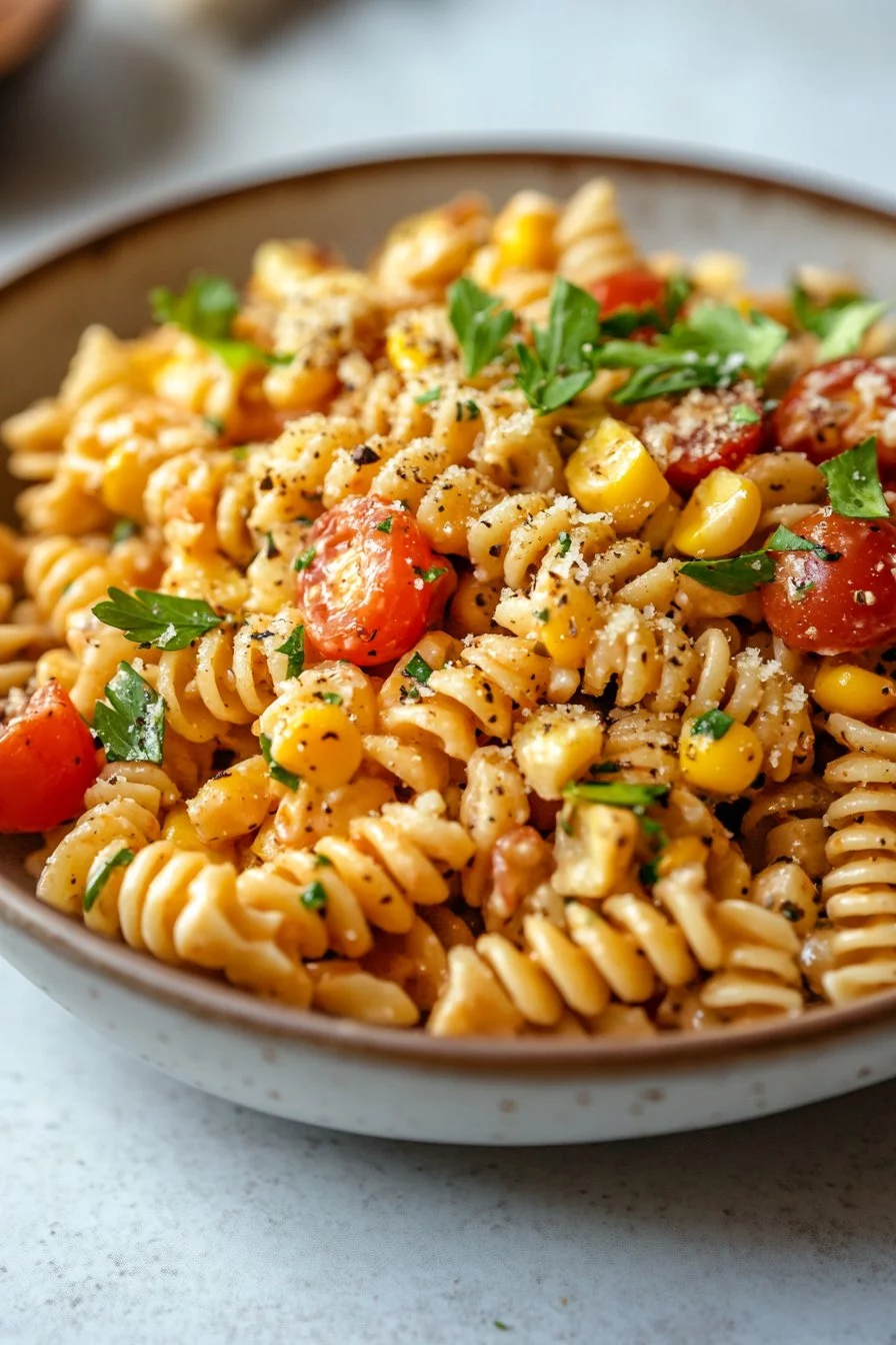Insalata di pasta al mais di strada succulento