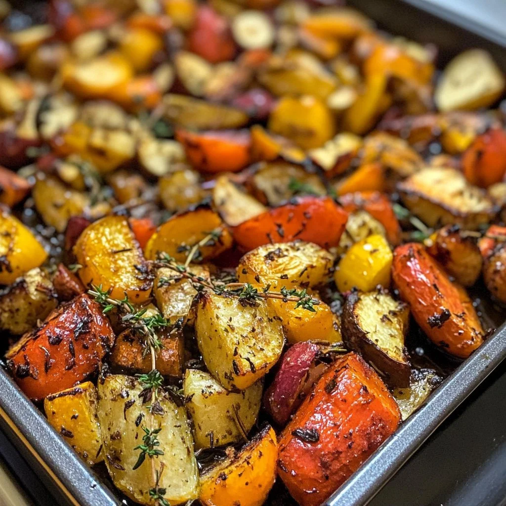 Verdure arrostite al miele e al timo pronte da servire