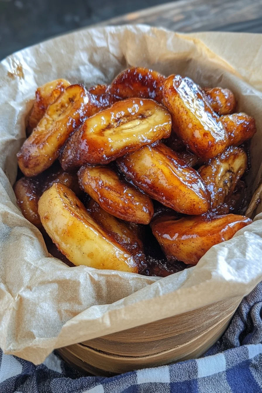 Banane caramellate al forno