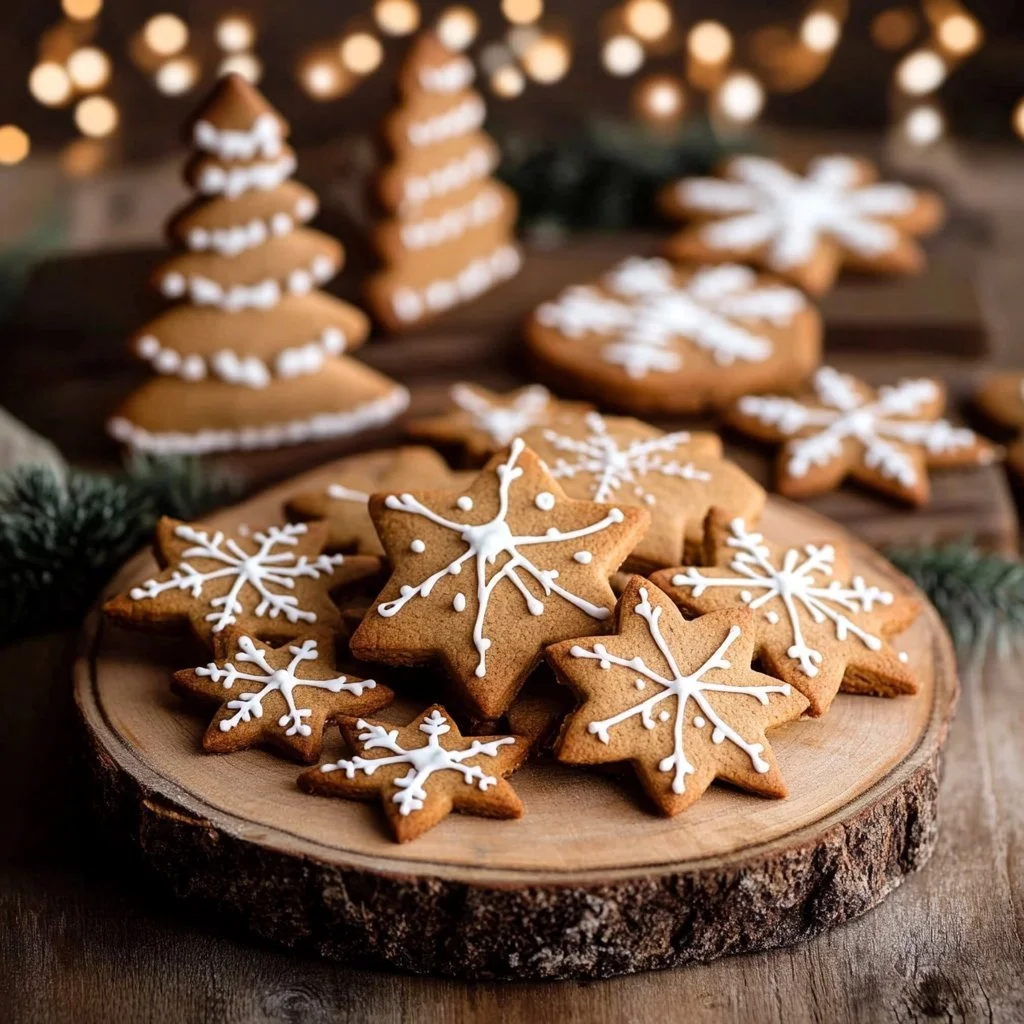 Biscotti di Natale tradizionali facili su un piatto decorato.