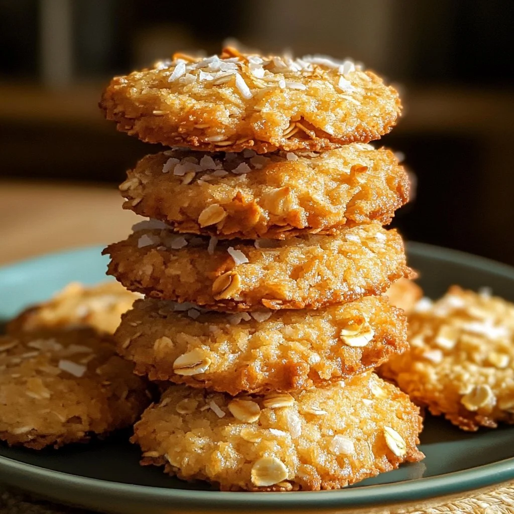 Biscotti leggeri al cocco e fiocchi d'avena, perfetti per uno snack sano.