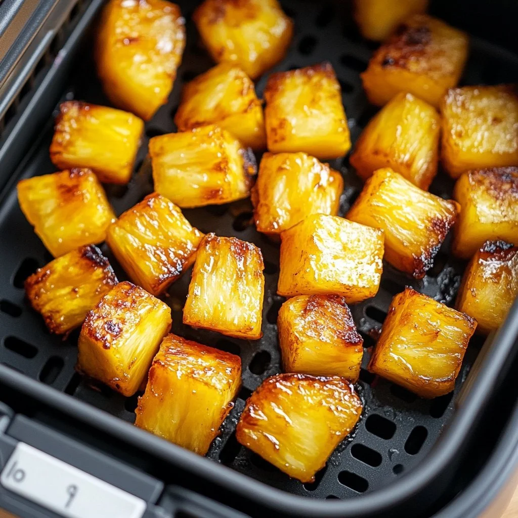 Bocconcini di ananas croccanti preparati nella friggitrice ad aria