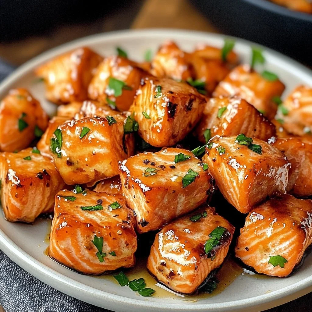 Bocconcini di Salmone al Miele e all'Aglio, ricetta gustosa e semplice da preparare.