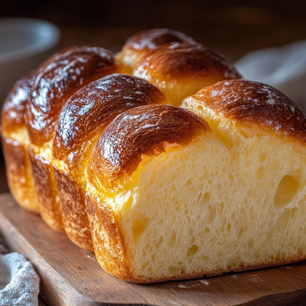 Brioche morbida e filante appena sfornata con un cuore soffice