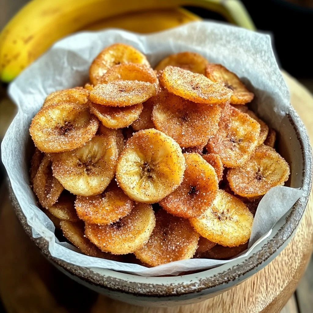 Chips di banana croccanti con cannella e zucchero