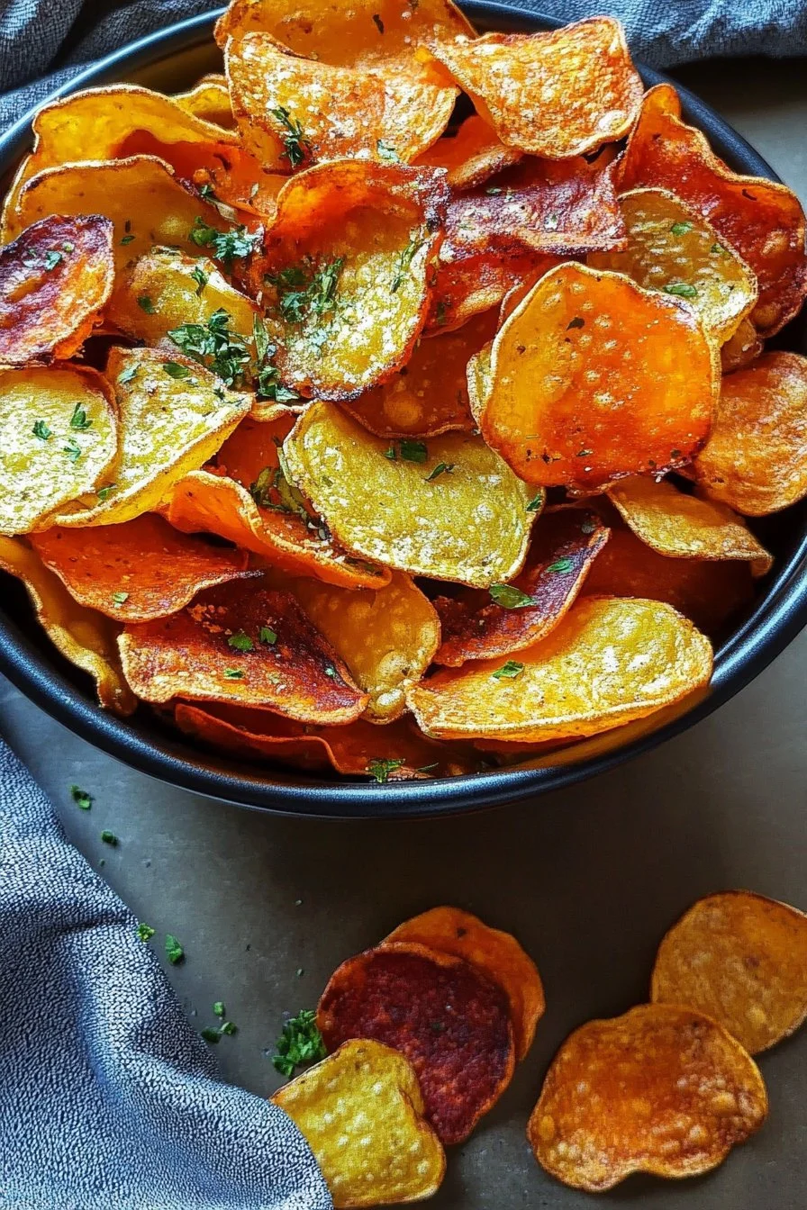 Chips di verdure nella friggitrice ad aria