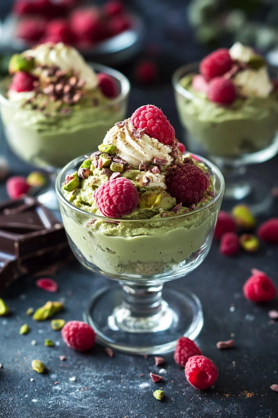 Crema di pistacchio con cioccolato bianco e lamponi