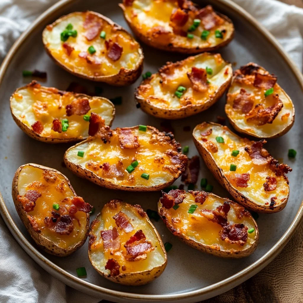 Crostini di patate preparati nella friggitrice ad aria, dorati e croccanti.