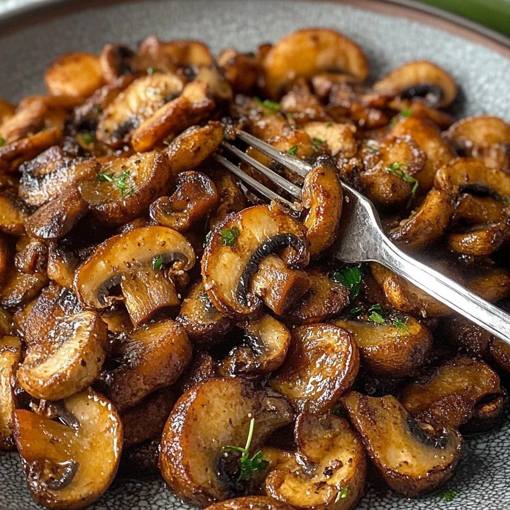 Funghi nella friggitrice ad aria pronti per essere serviti