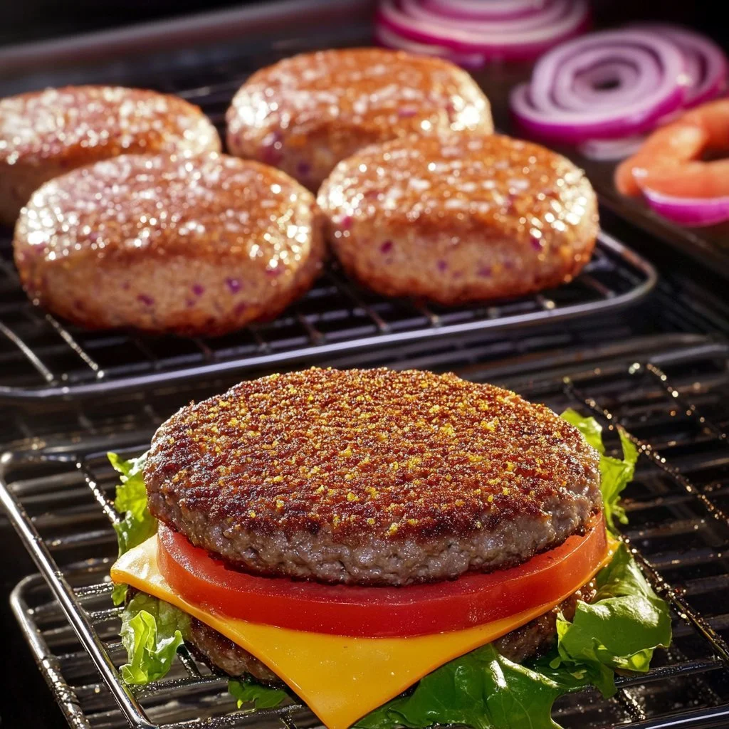 Hamburger cotti nella friggitrice ad aria, piatto gustoso e salutare