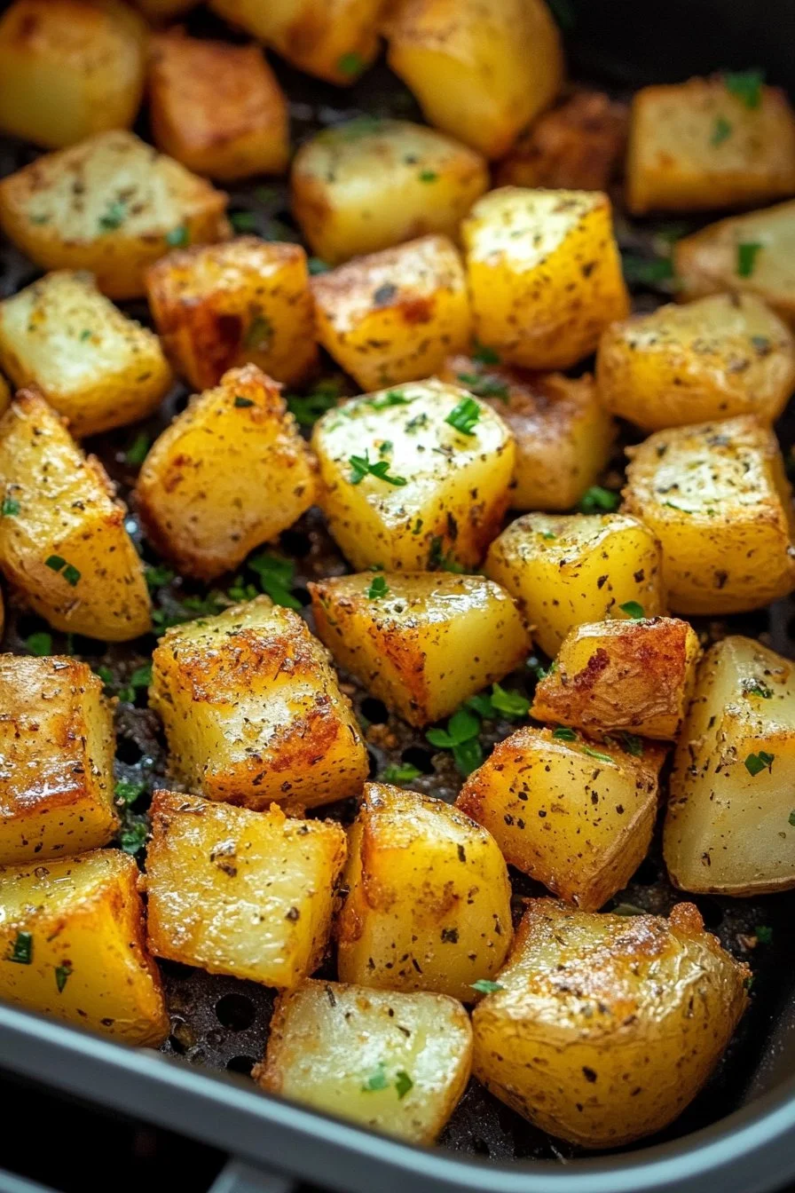 Patate a cubetti croccanti nella friggitrice ad aria