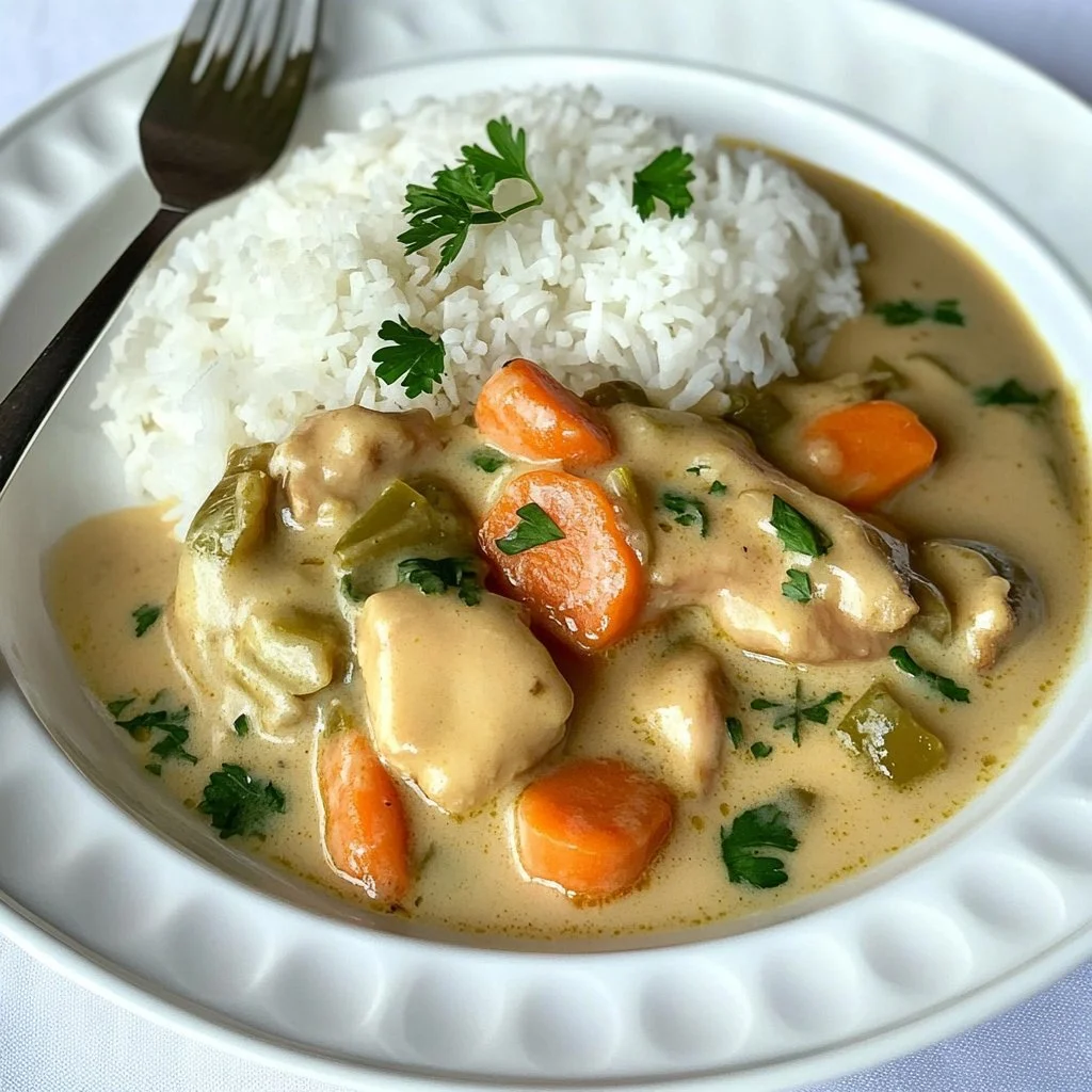 Pollo con verdure e salsa cremosa, piatto sano e delizioso