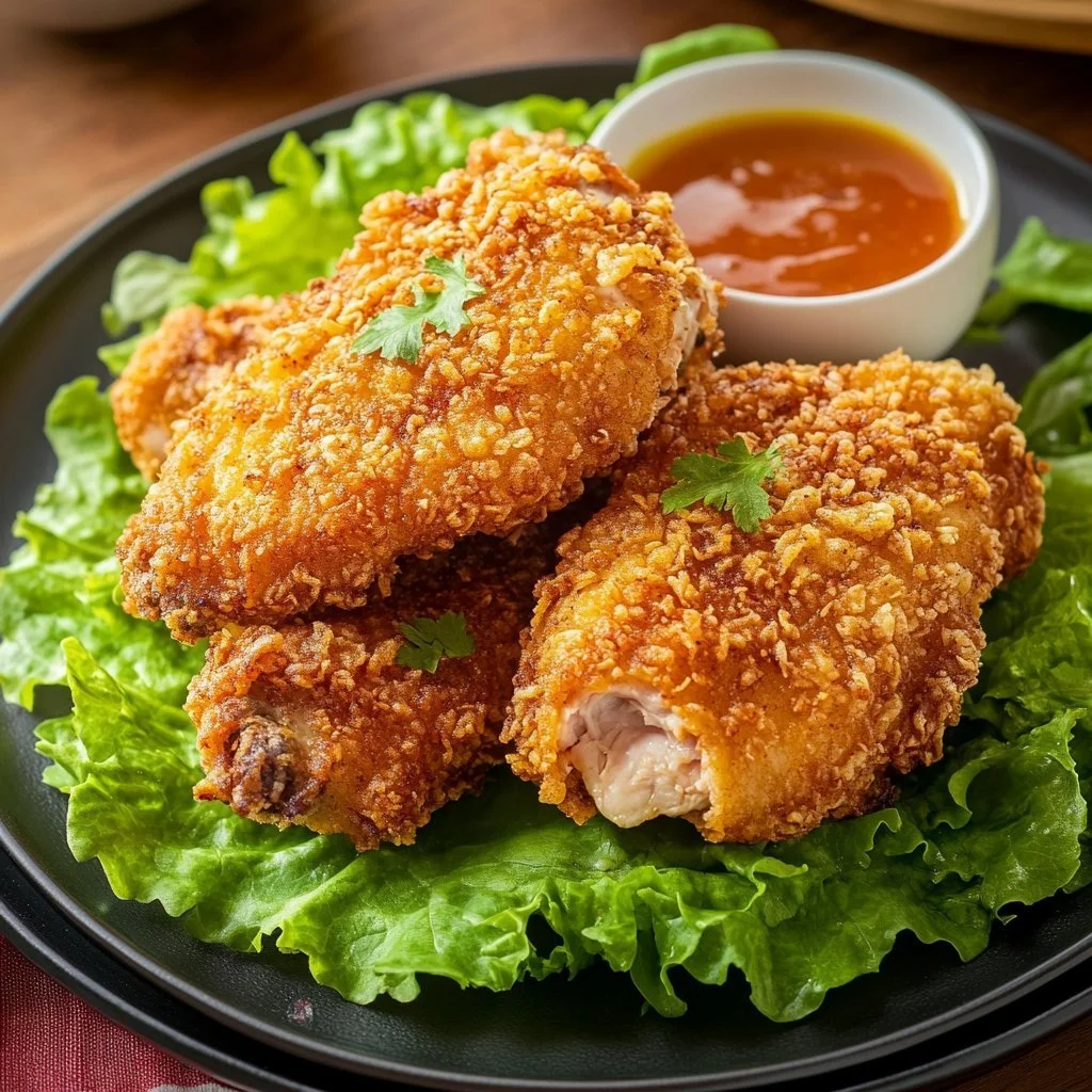 Pollo fritto croccante preparato con friggitrice ad aria
