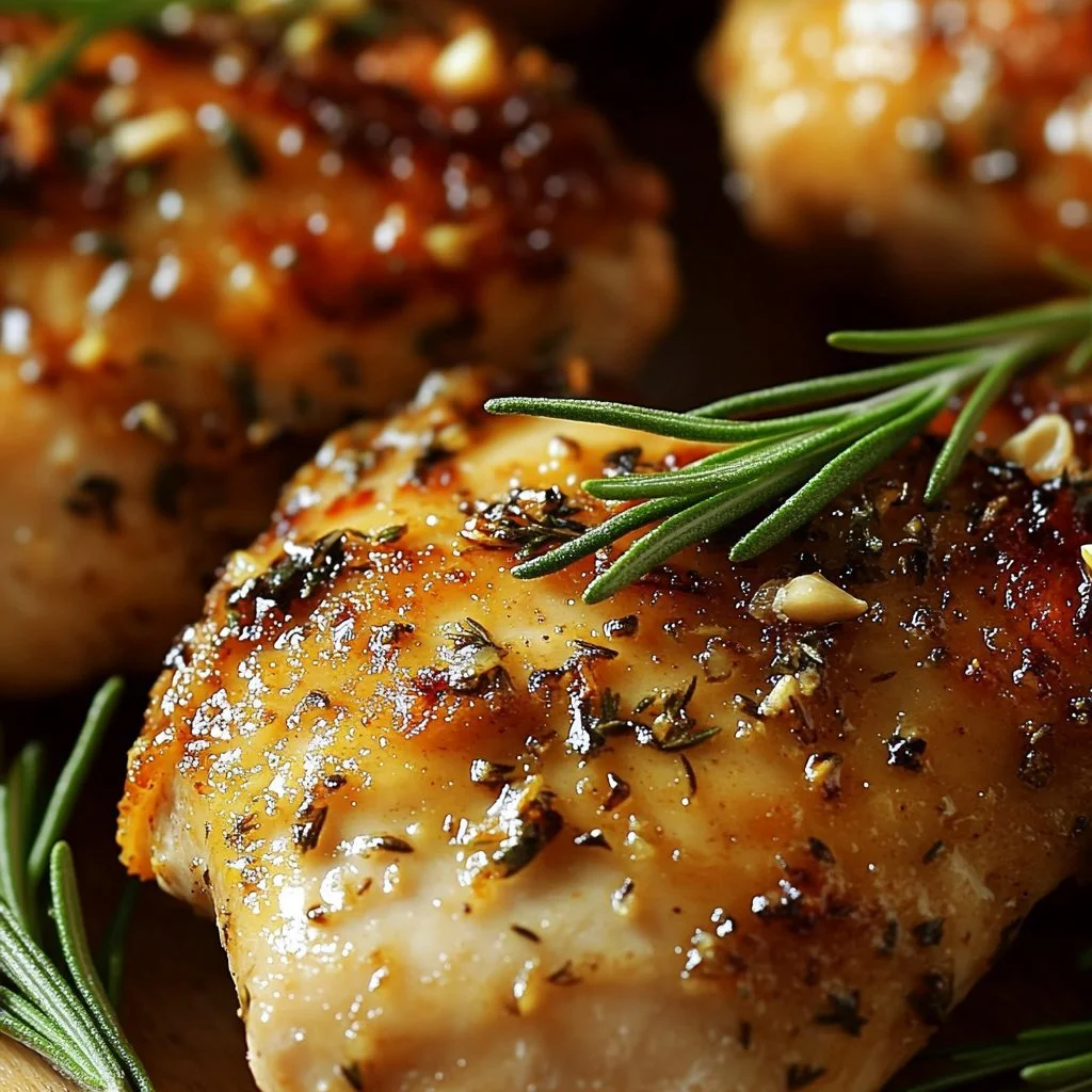 Pollo marinato alle erbe di Provenza pronto per essere servito