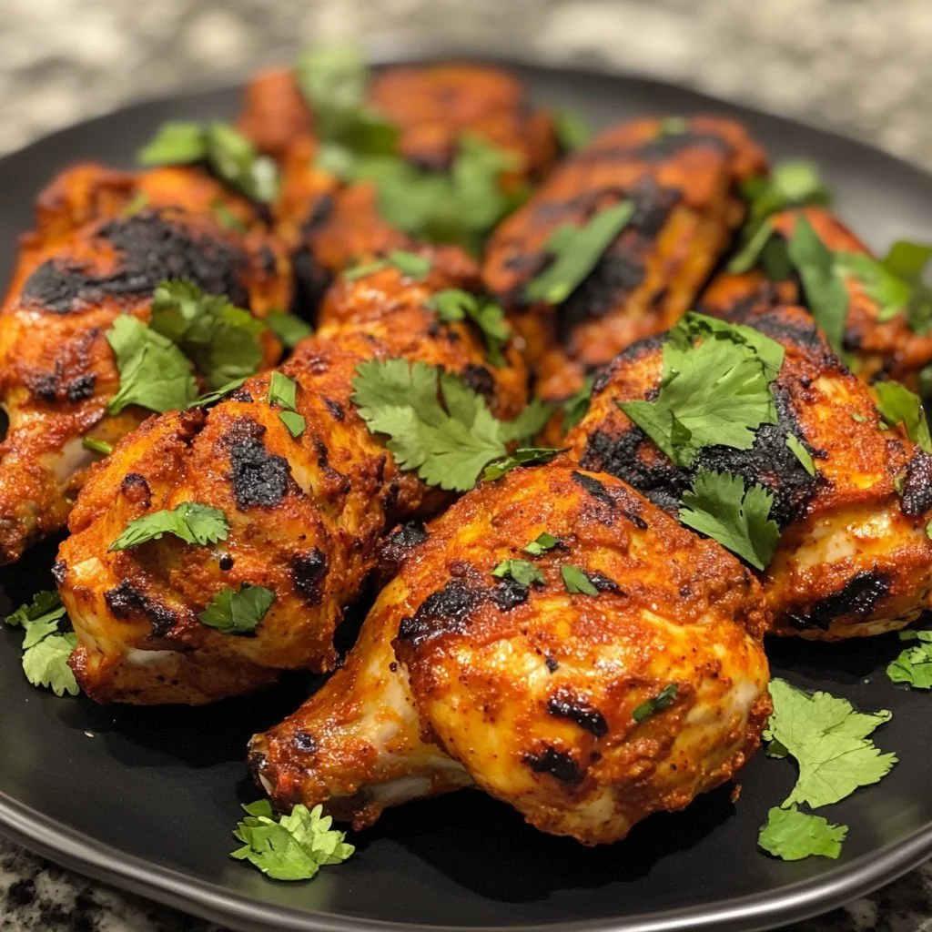 Pollo Tandoori marinato e cotto in forno con spezie indiane.