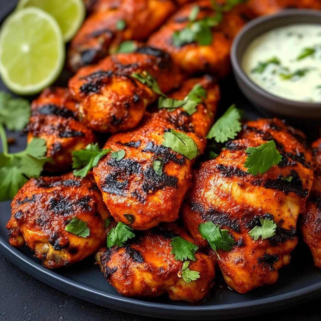 Pollo Tandoori al Forno, piatto ricco di spezie e sapore, pronto da gustare.