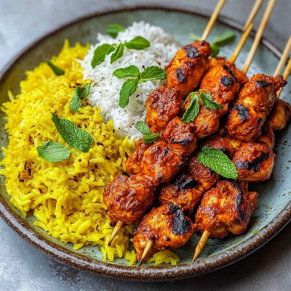 Spiedini di pollo tandoori croccanti preparati nella friggitrice ad aria