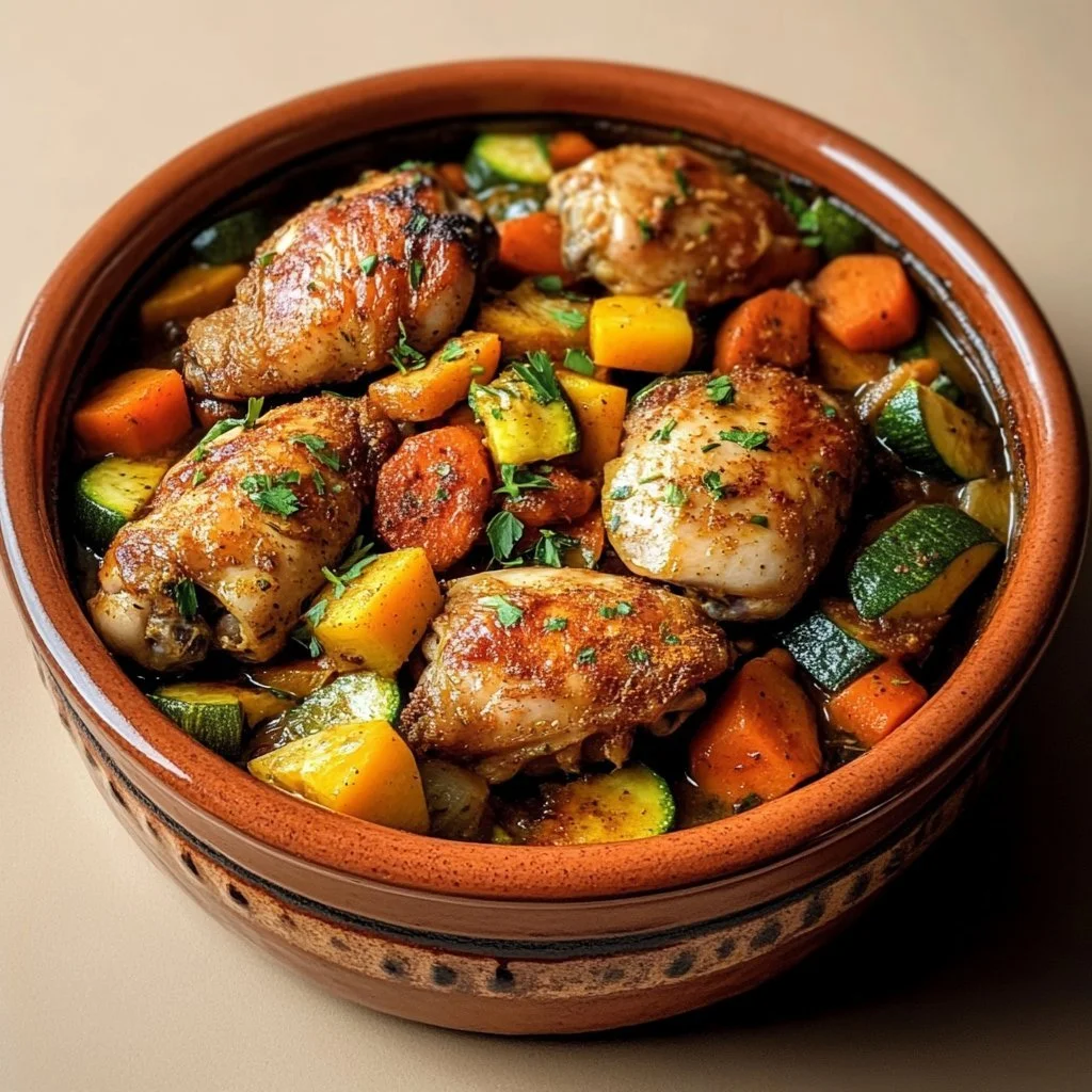 Tajine di Pollo alle Spezie, un piatto tradizionale marocchino ricco di sapori.