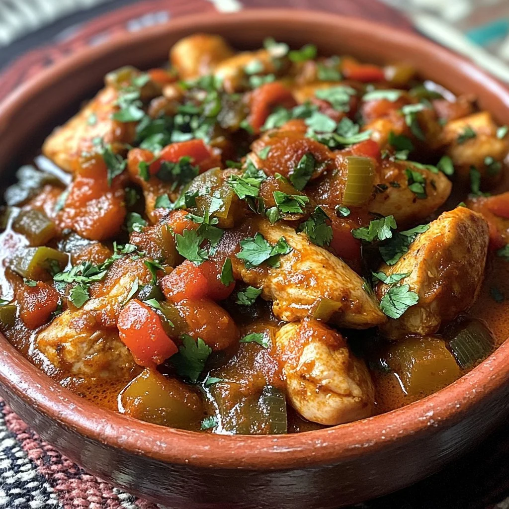 Tajine di Pollo Speziato servito con contorni colorati