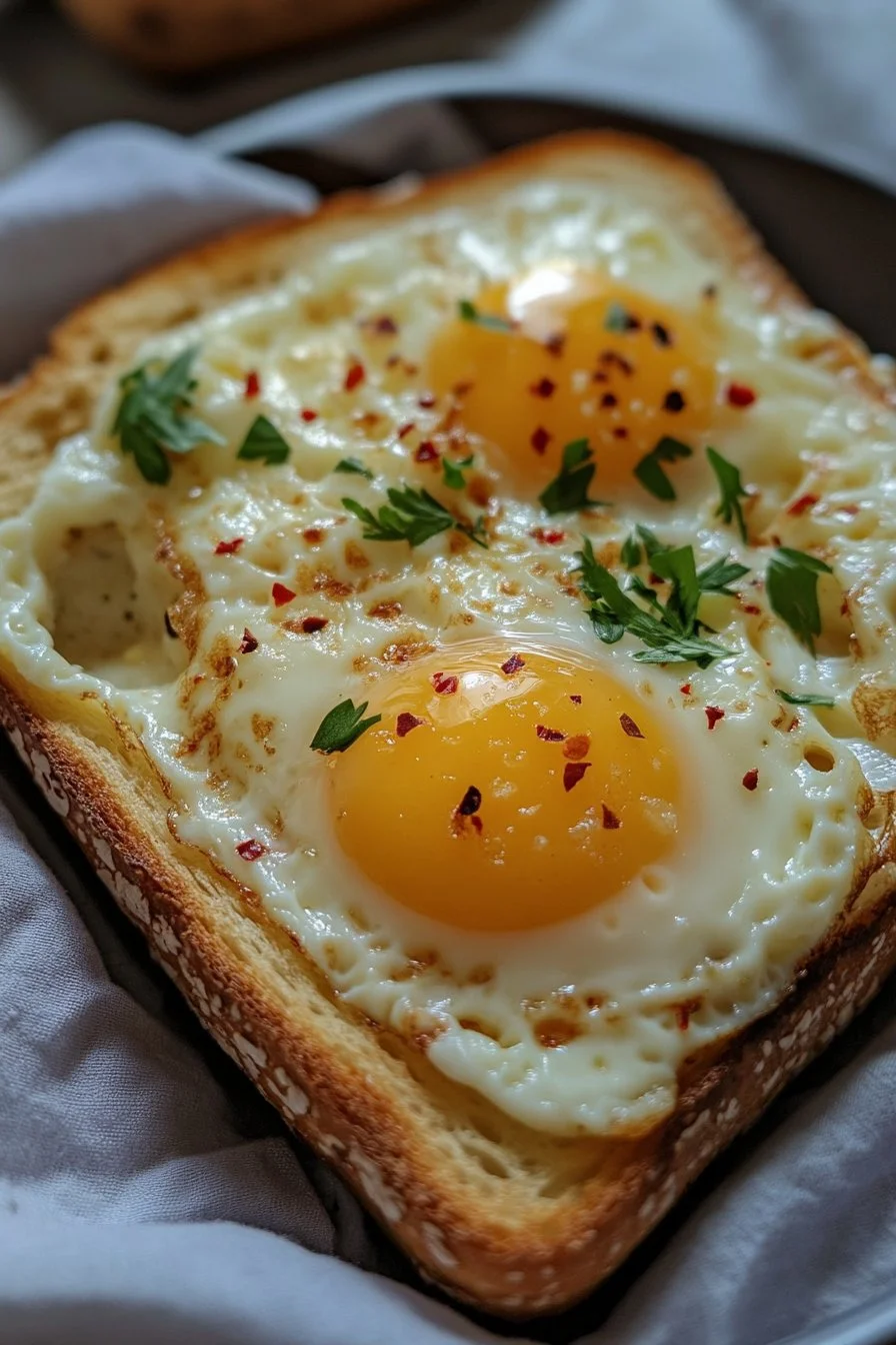 Toast con uova e formaggio nella friggitrice ad aria