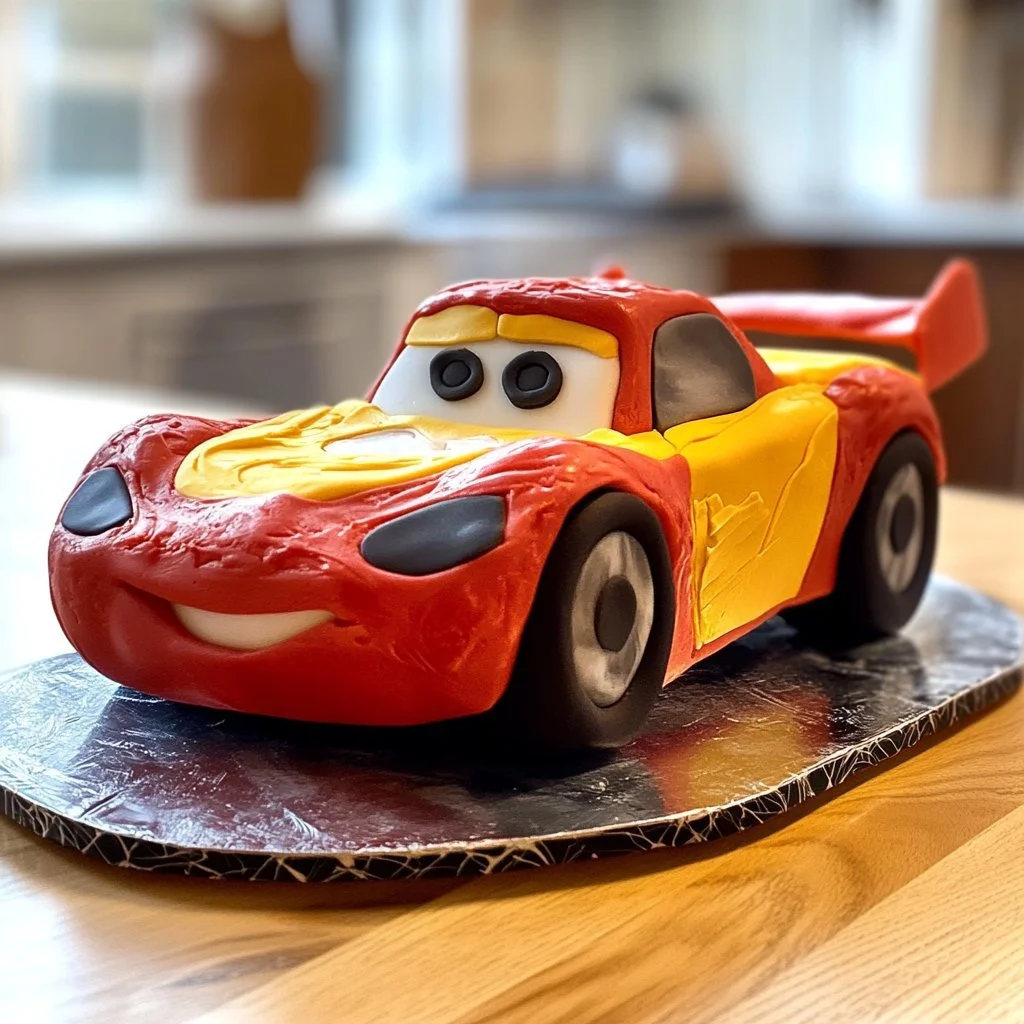 Torta a forma di auto decorata per feste e compleanni