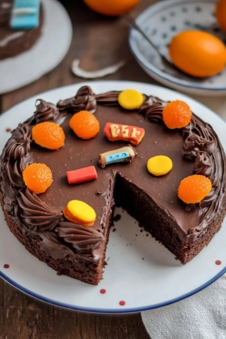 Torta all'arancia ricoperta di cioccolato