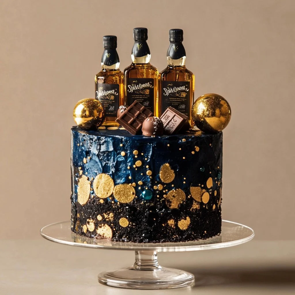Torta di compleanno al Jack Daniels con caramello e arachidi