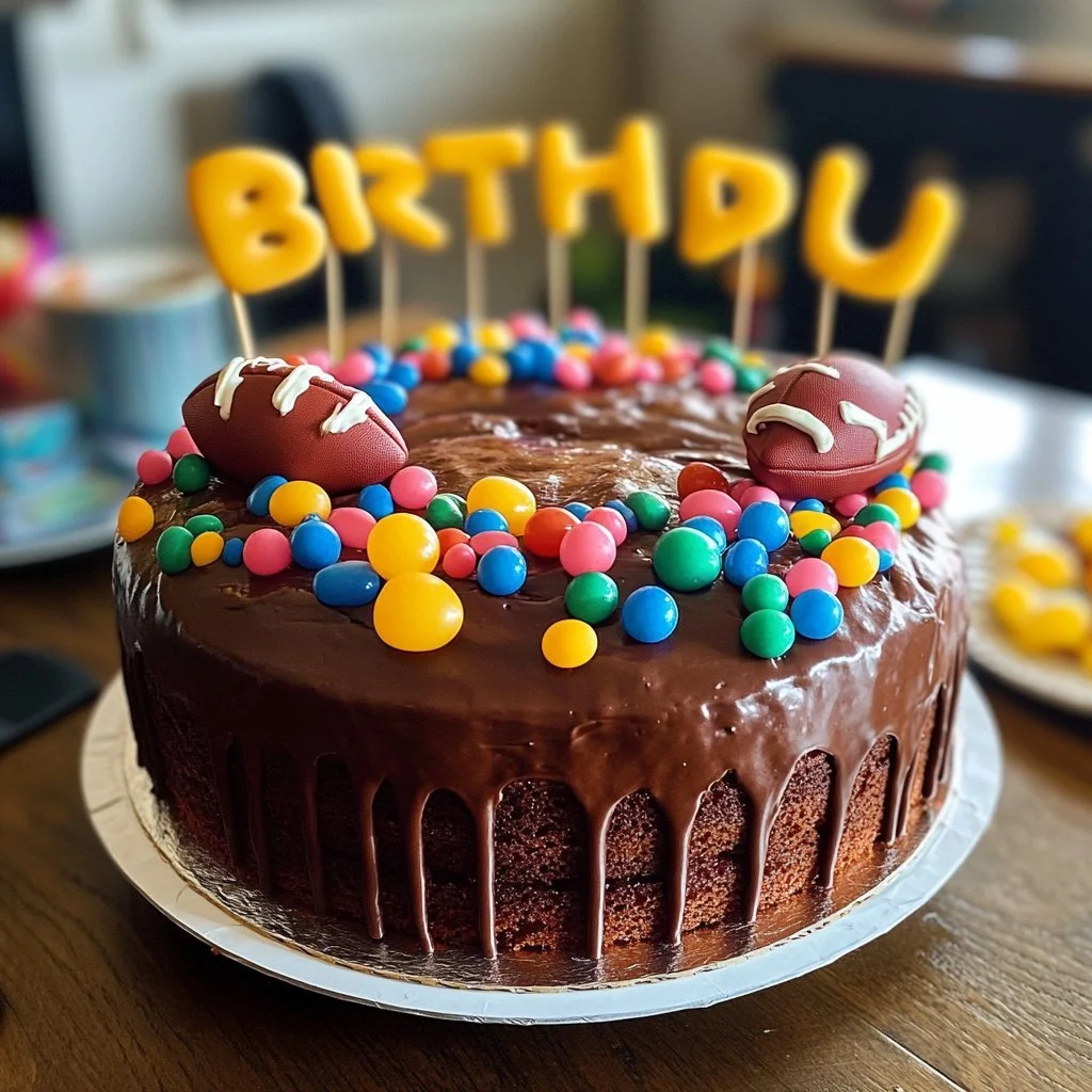 Torta di compleanno pallone da calcio decorata e pronta per la festa