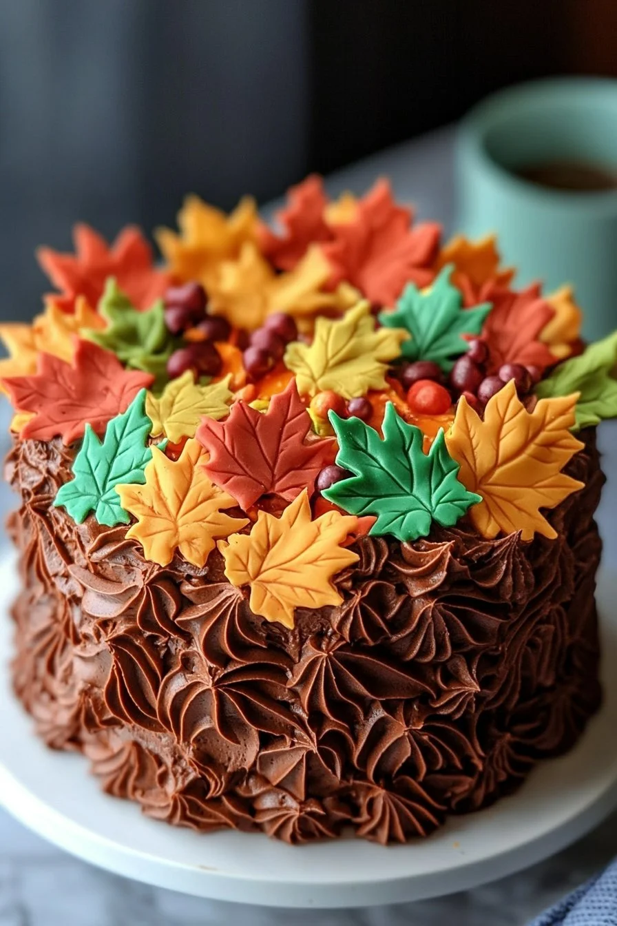 Torta di compleanno stile foglia d'autunno