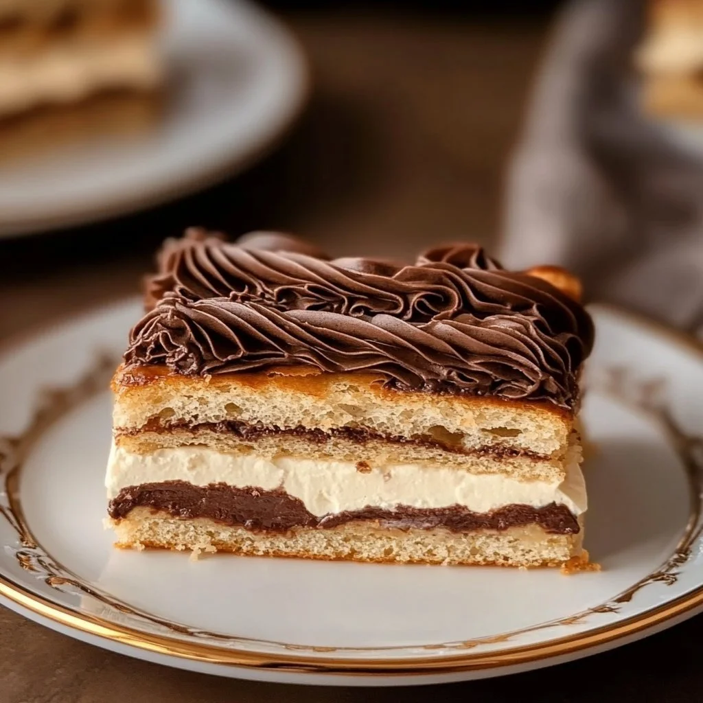 Torta éclair facile decorata con crema e cioccolato