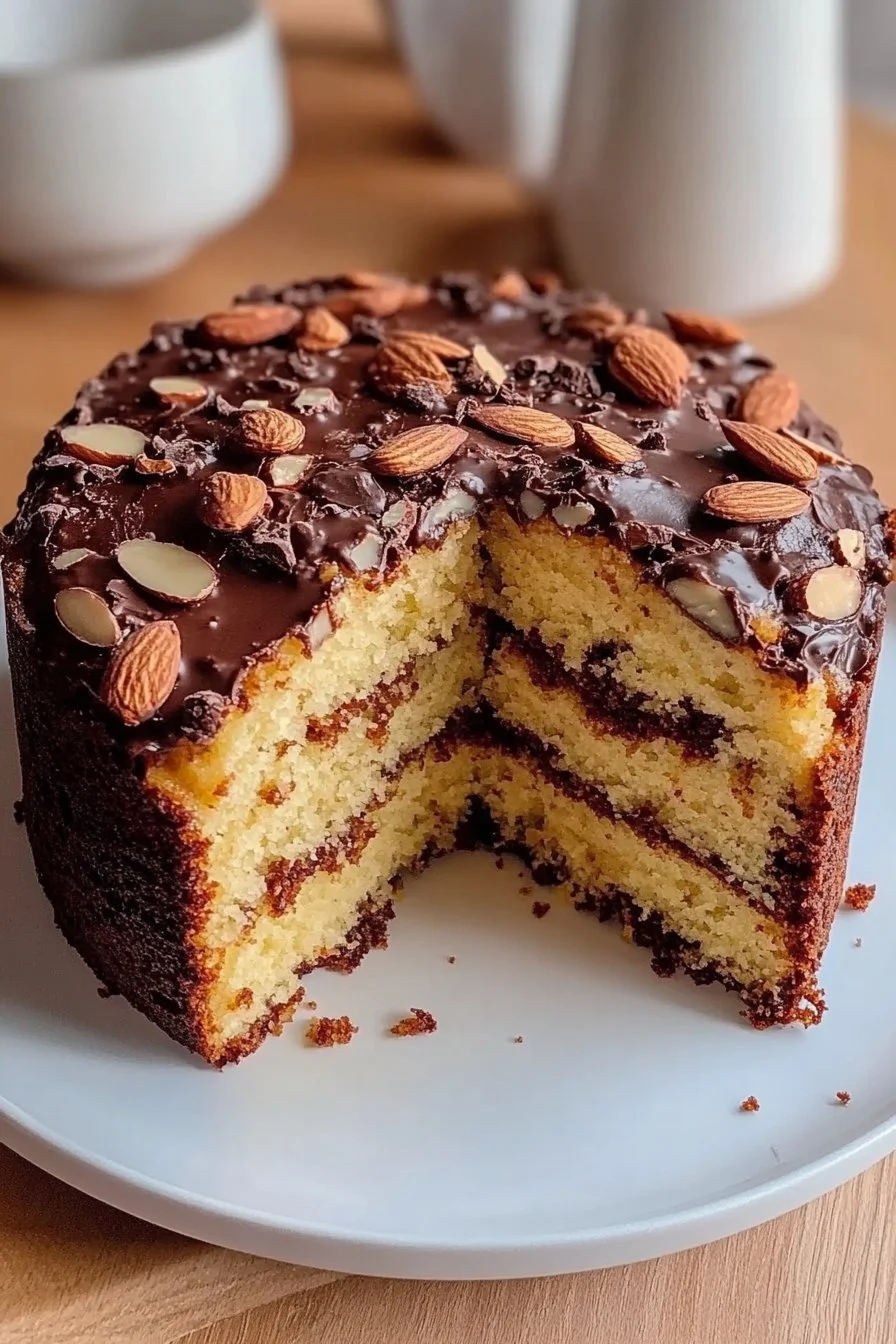 Tortino morbido alle mandorle e cioccolato