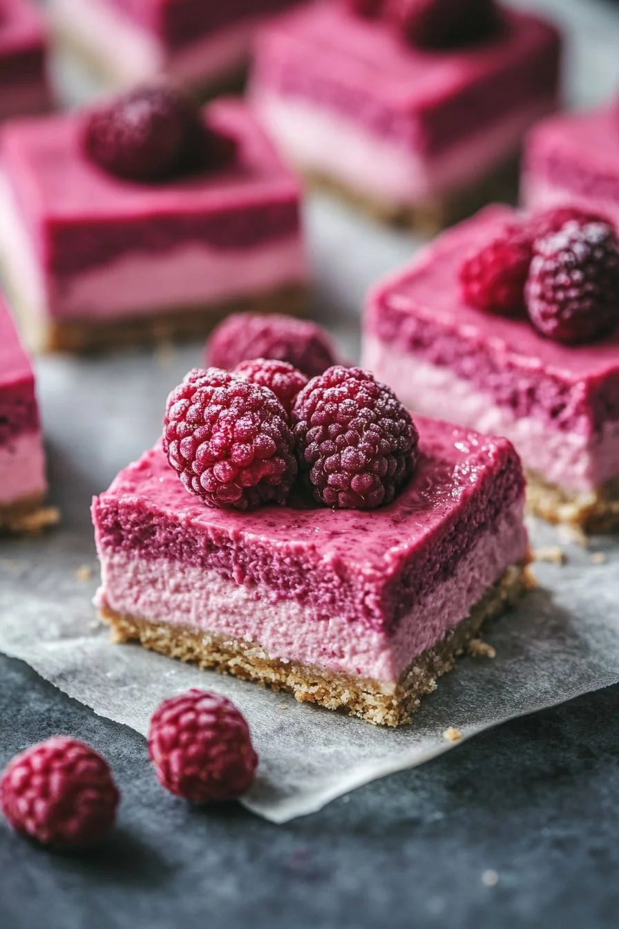 Barrette di Cheesecake alle Lamponi Sane e Ricche di Proteine