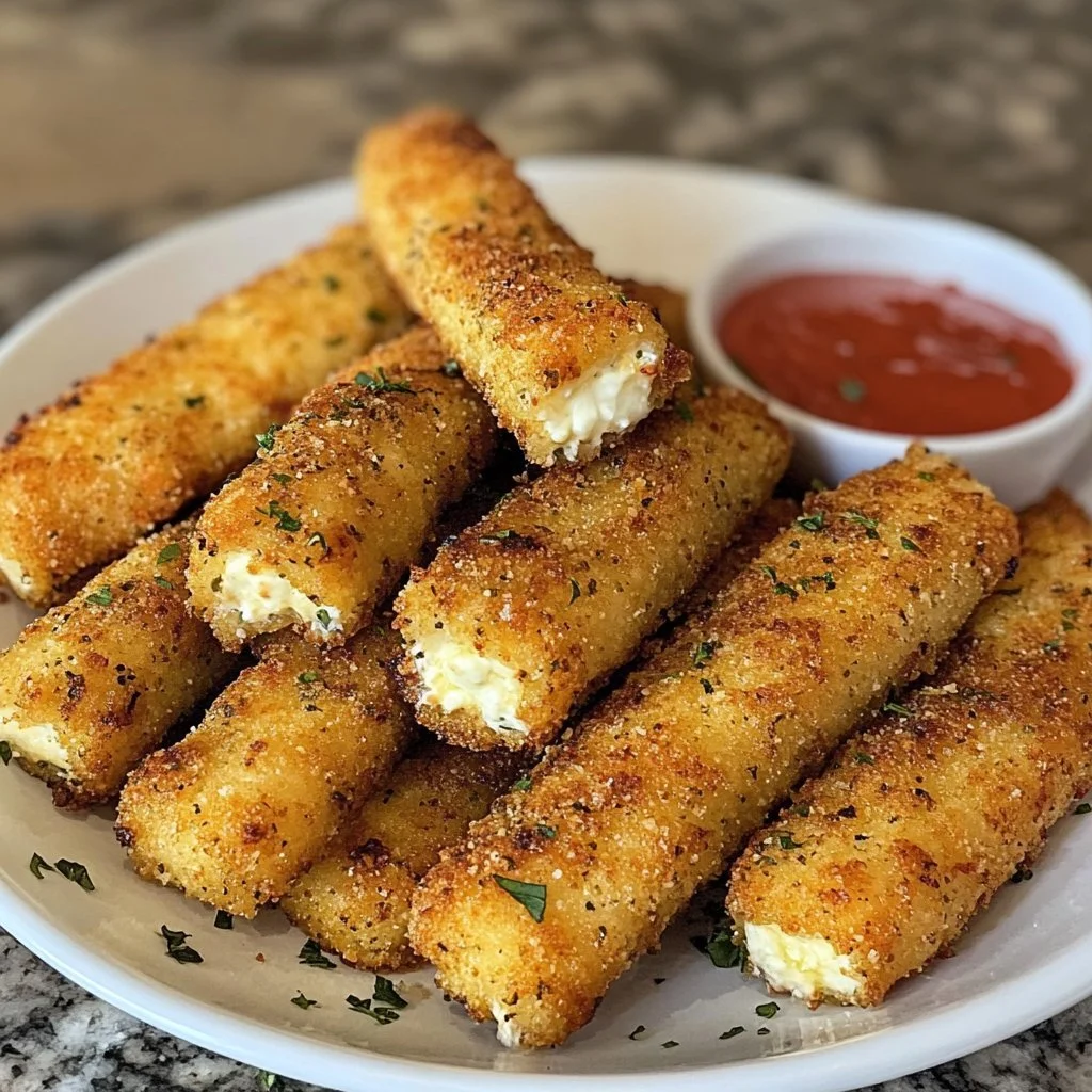 Bastoncini di mozzarella croccanti preparati nella friggitrice ad aria