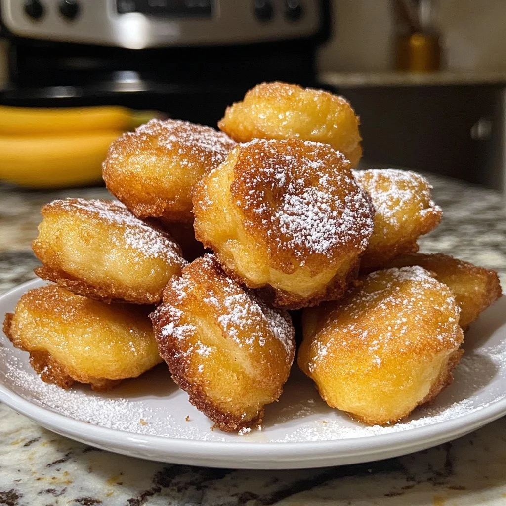 Beignets di banana cotti in friggitrice ad aria, dolce leggero e saporito