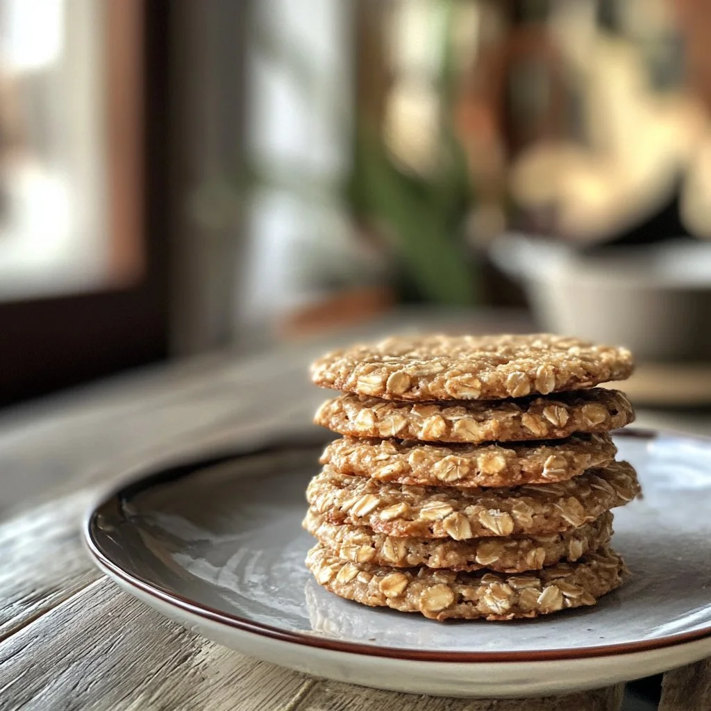 Biscotti alla banana e all'avena appena sfornati su un tavolo di legno