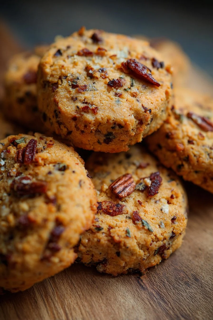 Biscotti salati al parmigiano, chorizo e noci