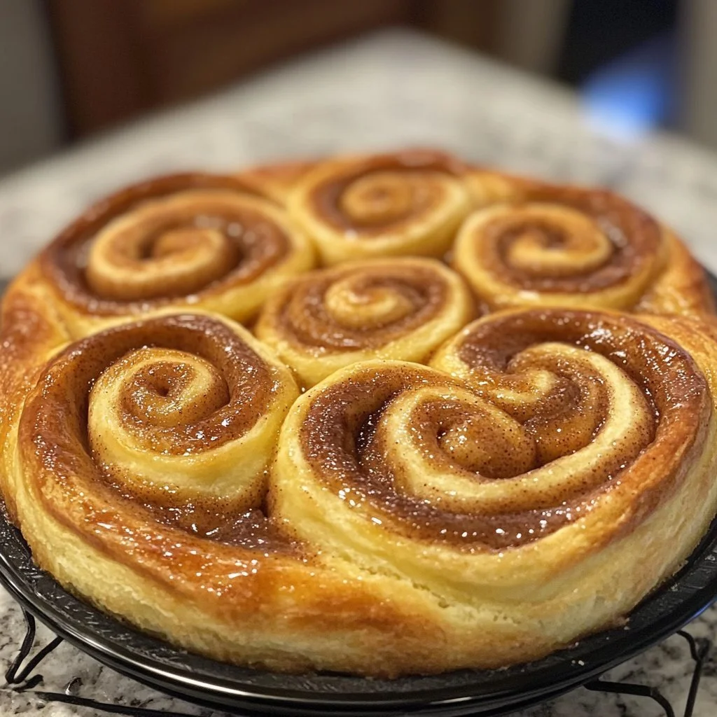 Brioche arrotolata alla cannella fresca e profumata, servita in un piatto decorativo.